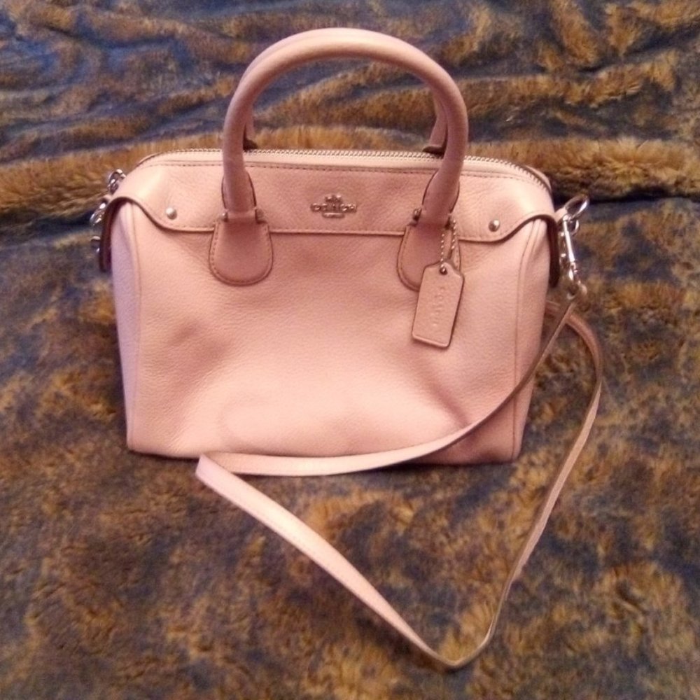 Coach Convertible Mini Satchel Pink Pebble Leather Handbag